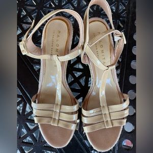 Paloma Barcelo Palomitas Espadrilles Patent Raffia Platform Sz 40 9 Spain